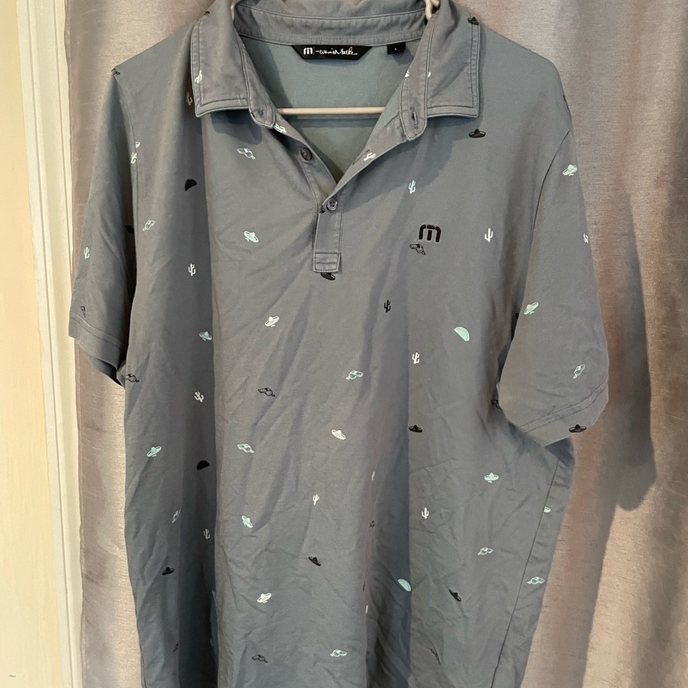 Travis Matthew Men's Gray Golf Polo Shirt